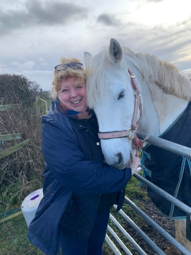 Dr Fiona Fawcett with one her beloved horses.