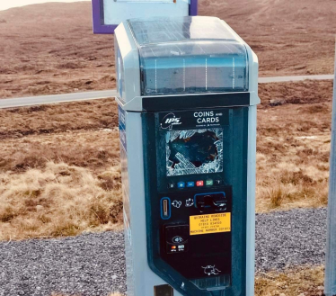 Vandalised parking machine.