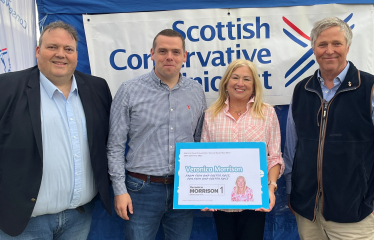 Veronica with Douglas Ross MP MSP, Edward Mountain MSP and Jamie Halcro Johnston msp